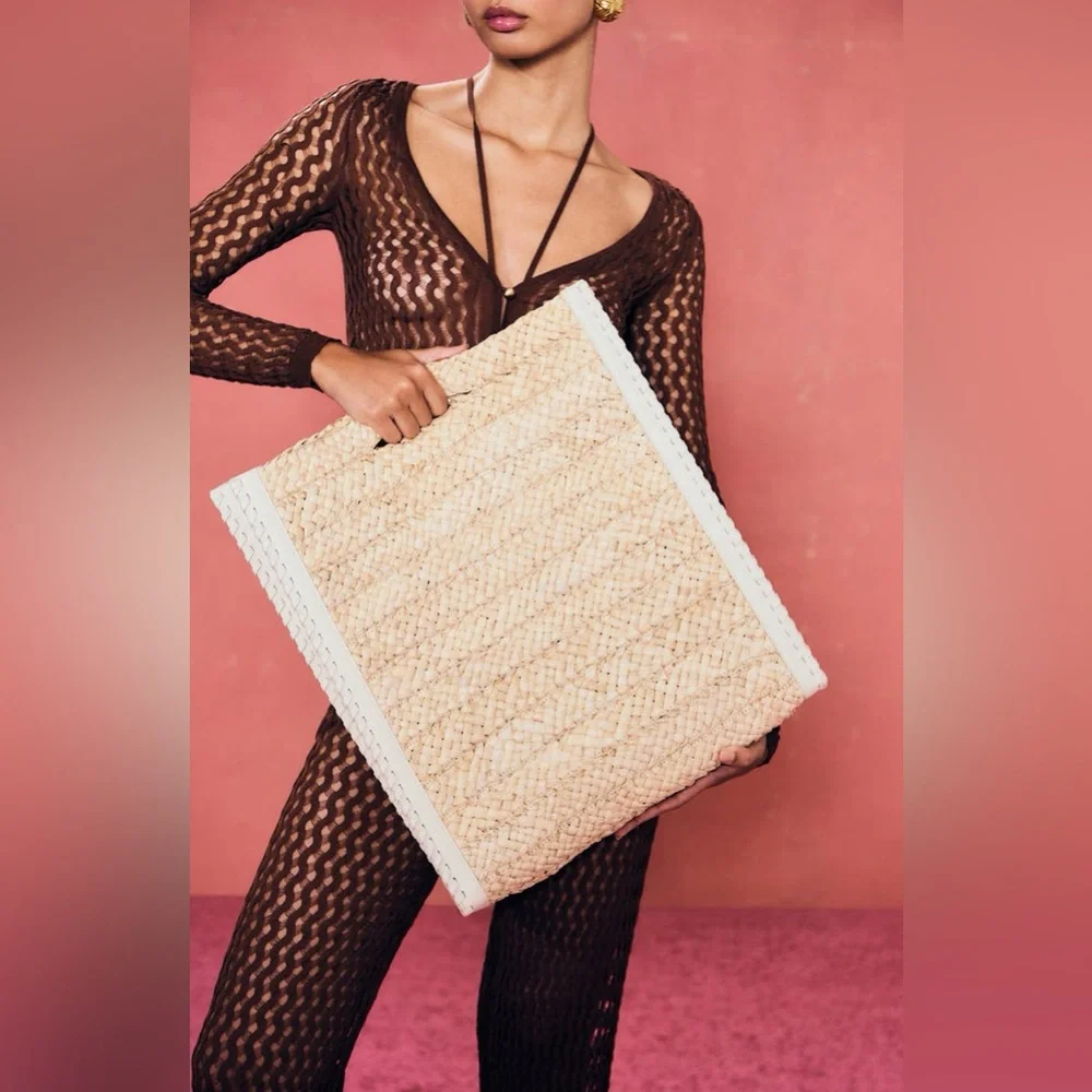 Price Firm - CULT GAIA Remi Woven Raffia Tote Bag in Natural